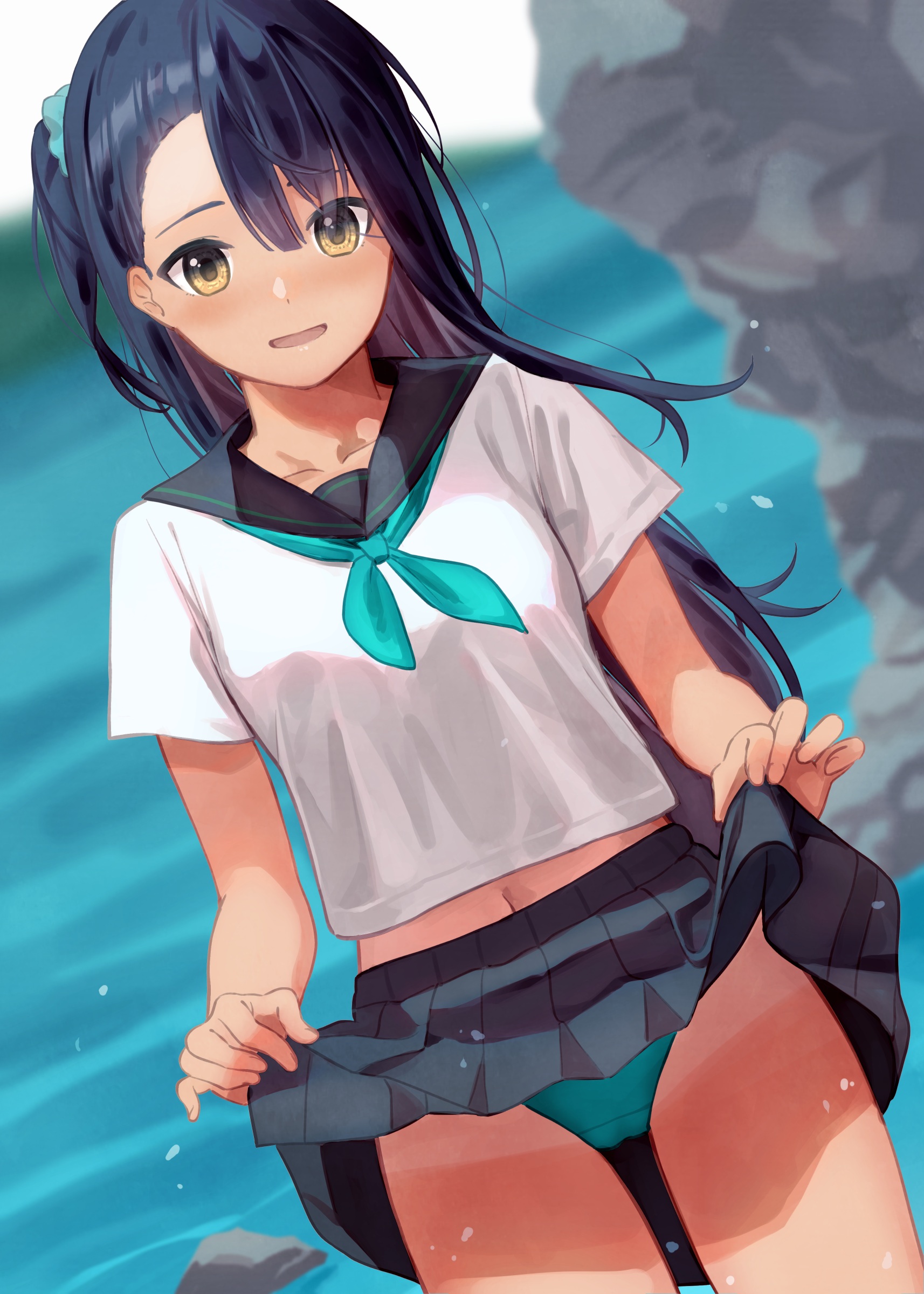 Akira Tooru Cameltoe Pantsu Seifuku Skirt Lift Wet Wet Clothes